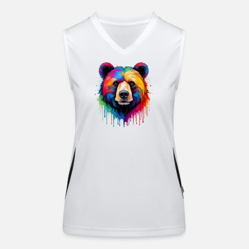 Bär in Regenbogenfarben Funktionelles Kontrast-Tank Top für Frauen