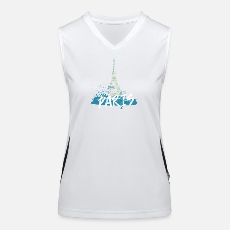 Pariser Eiffelturm mit Kalligraphie Funktionelles Kontrast-Tank Top für Frauen