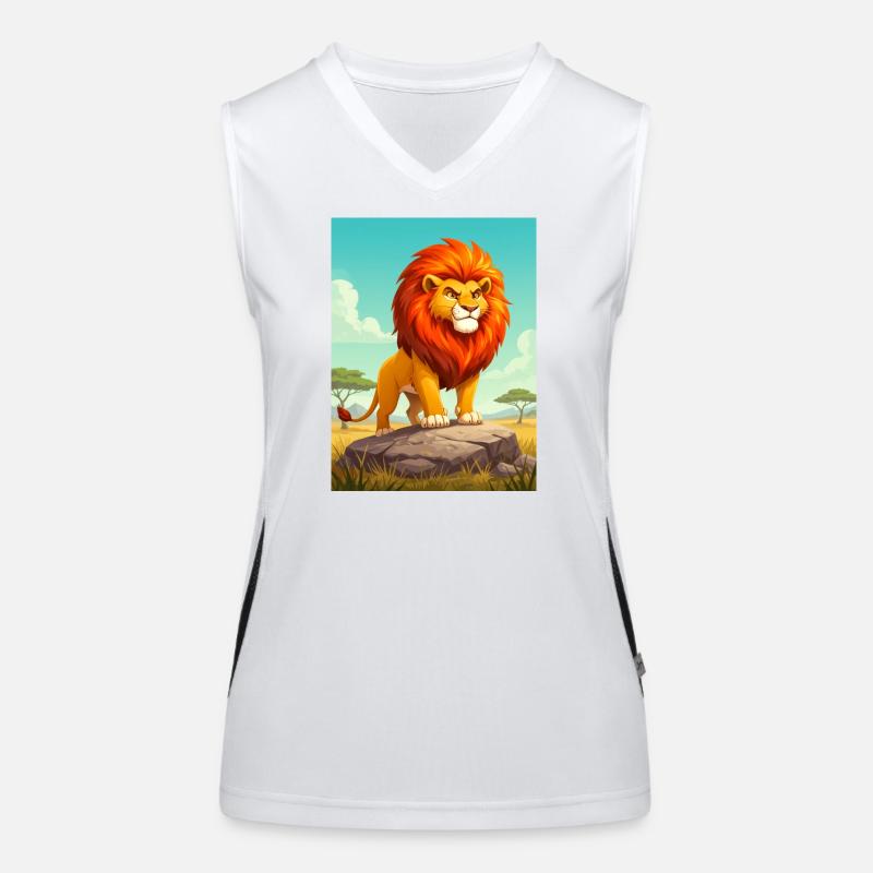 Löwe – tödlicher Spitzenprädator der afrikanischen Savanne Funktionelles Kontrast-Tank Top für Frauen