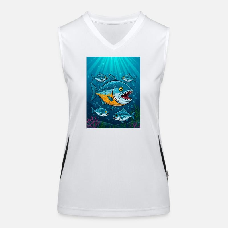 Piranha – deadly aggressive fish in rivers Women's Functional Contrast Tank Top