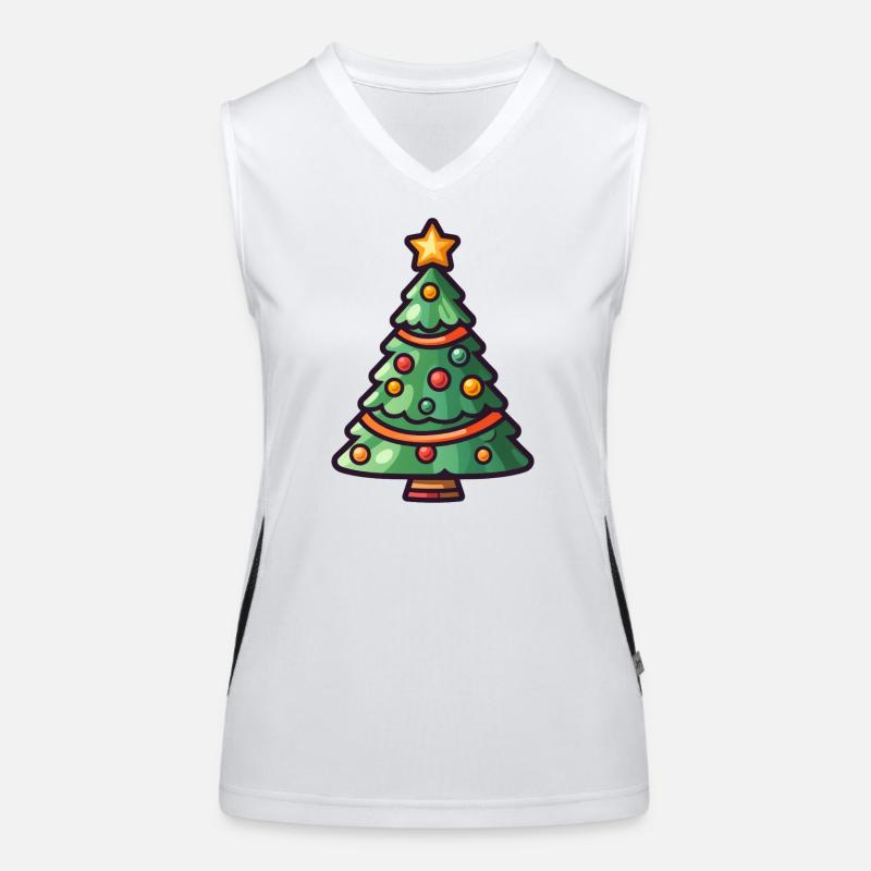 Festive Christmas Tree Cartoon Design Women's Functional Contrast Tank Top