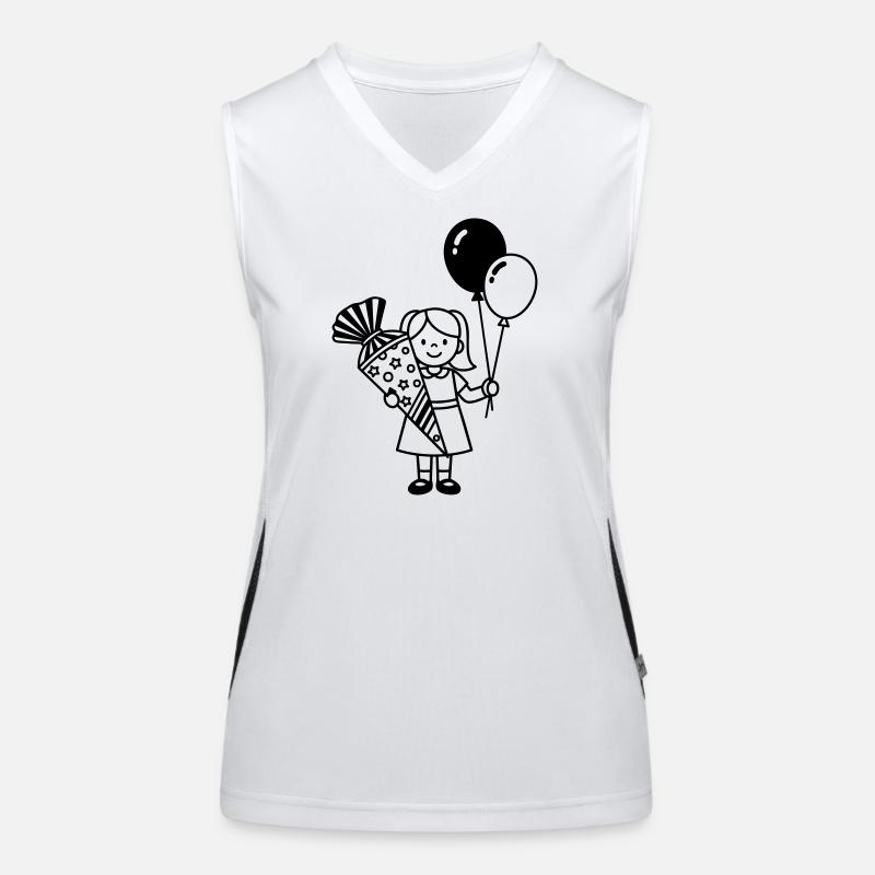 Einschulung Mädchen mit Schultüte Funktionelles Kontrast-Tank Top für Frauen
