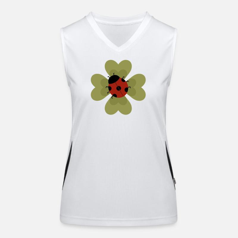Ladybug Floral Patch Design Women's Functional Contrast Tank Top