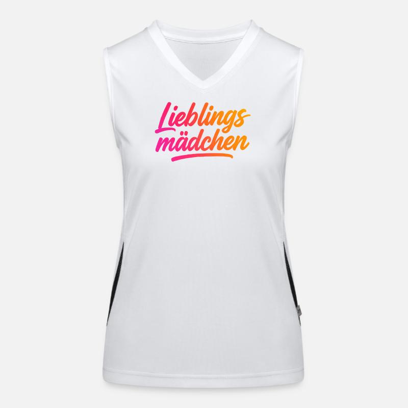Lieblingsmädchen – Typografie Brush Script | Moder Funktionelles Kontrast-Tank Top für Frauen
