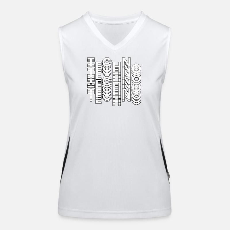 Futuristic Techno Typography Design Women's Functional Contrast Tank Top