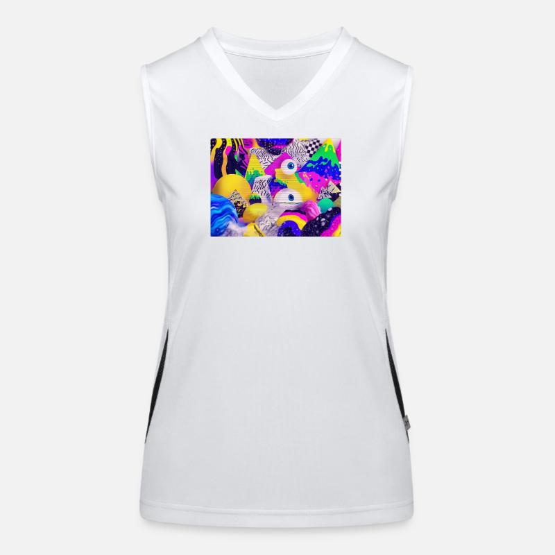 Bunte Psychedelic Geometry Illustration Funktionelles Kontrast-Tank Top für Frauen