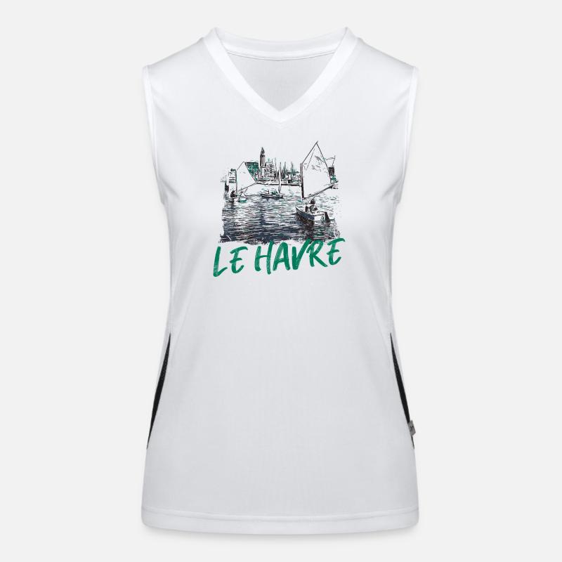 Le Havre maritime scene with calligraphy Women's Functional Contrast Tank Top