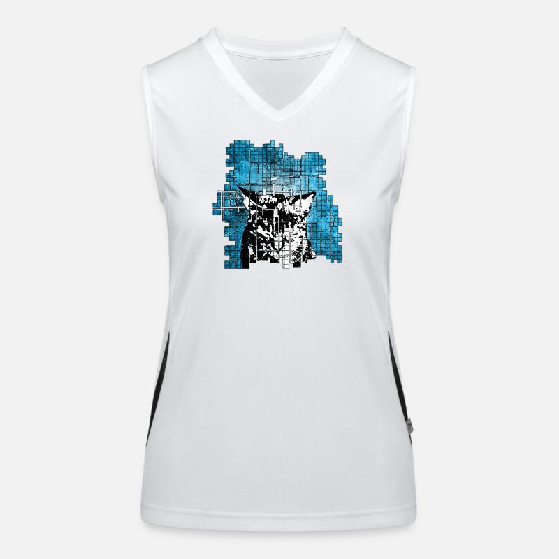 Portrait de chat de style graffiti avec explosion bleue Débardeur respirant contrasté Femme