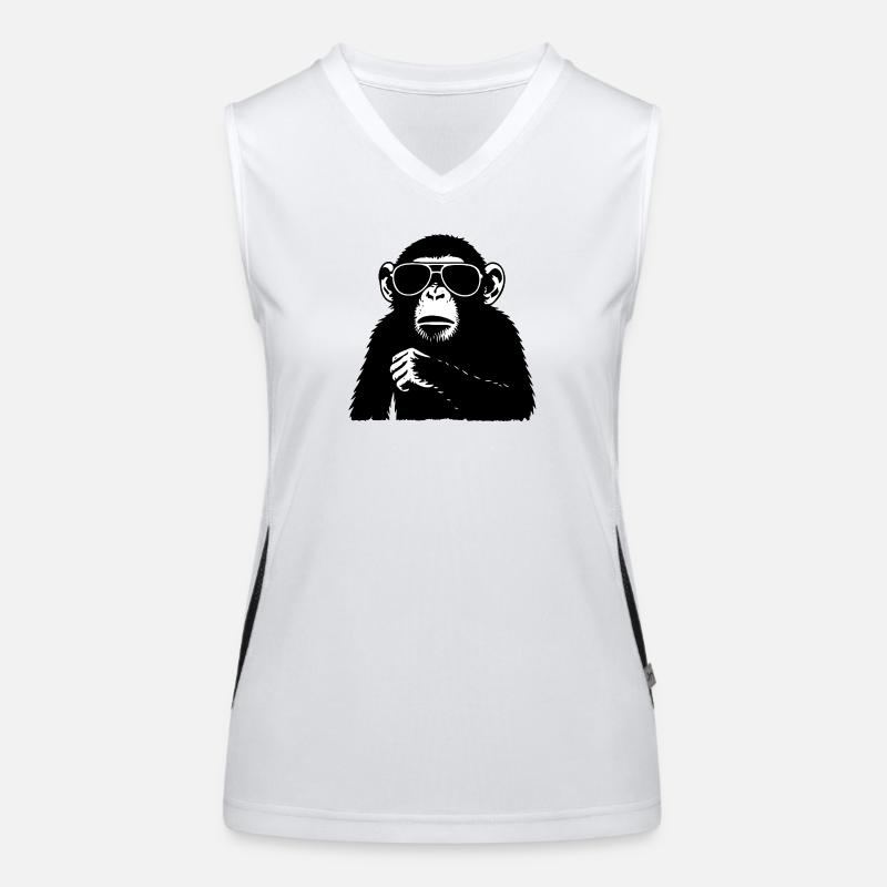Cool monkey with sunglasses Women's Functional Contrast Tank Top