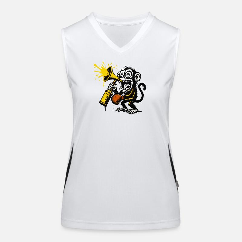 Expressive monkey with megaphone Women's Functional Contrast Tank Top