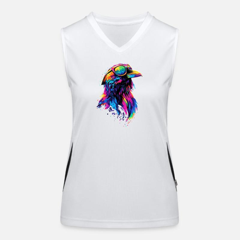 Rabe Krähe Vogel Rabenkrähe Dohle Schwarze Raben Funktionelles Kontrast-Tank Top für Frauen