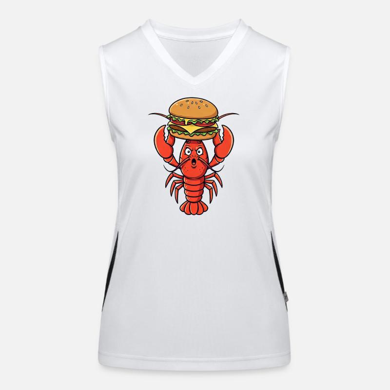 Drôle de crabe de homard Cheeseburger de restauration rapide Débardeur respirant contrasté Femme