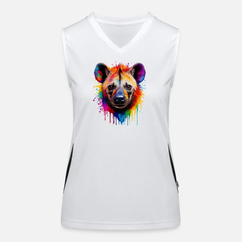Regenbogenhund Portrait Funktionelles Kontrast-Tank Top für Frauen