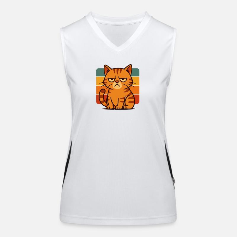 Mürrische Katze auf Retro-Gürteln Funktionelles Kontrast-Tank Top für Frauen