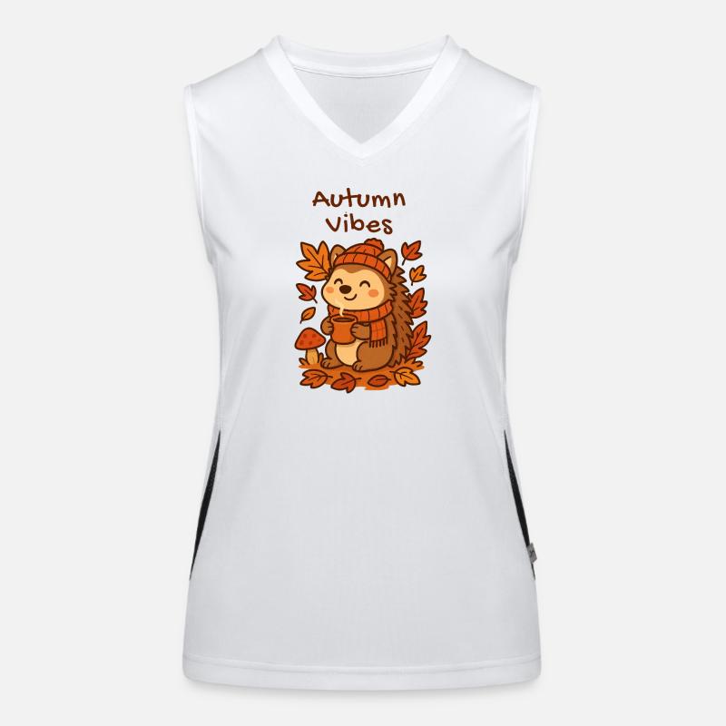Herbst kuscheliger Igel mit Tee Cozy Autumn Funktionelles Kontrast-Tank Top für Frauen