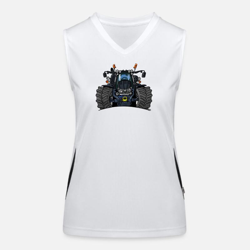 1396-SCHWARZ-V-TRAKTOR Funktionelles Kontrast-Tank Top für Frauen