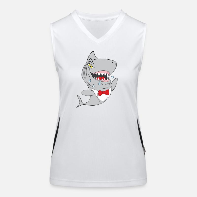 Hai Schnappshark mit roter Fliege Funktionelles Kontrast-Tank Top für Frauen