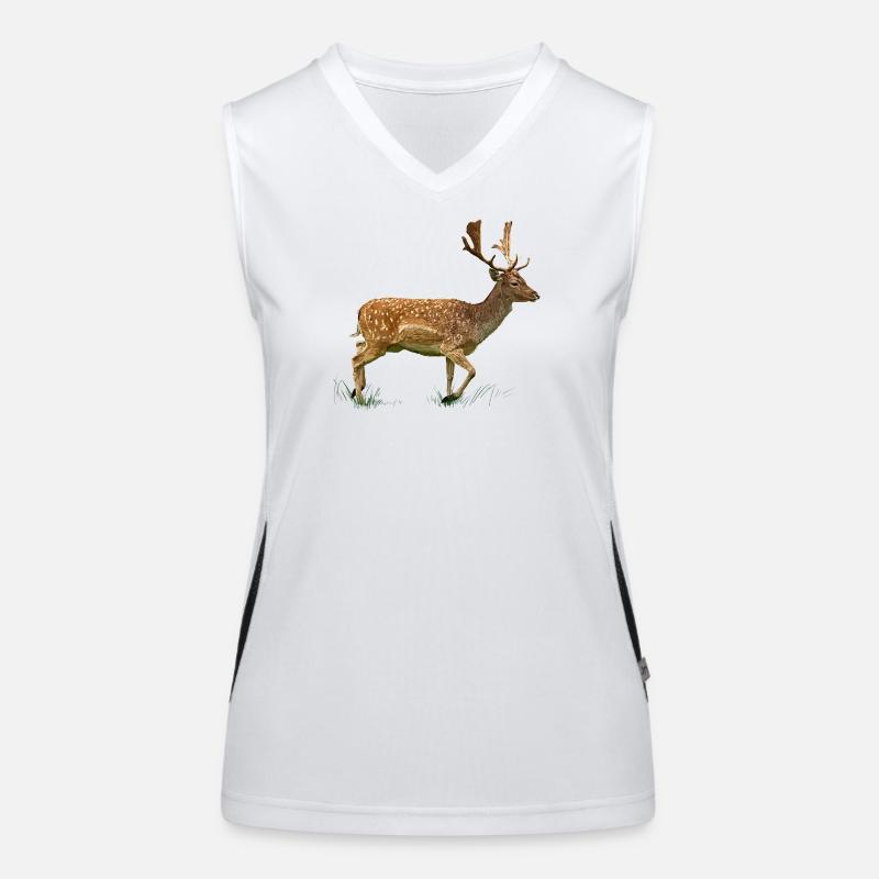 Hirsch im Gras Wald Funktionelles Kontrast-Tank Top für Frauen