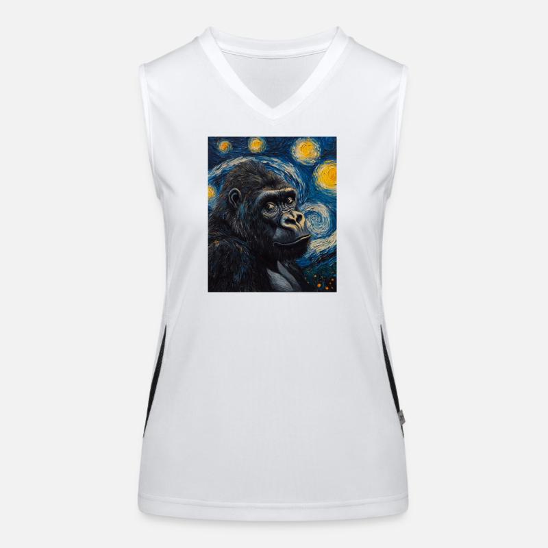 Gorilla Gorillas Monkey Van Gogh Style Starry Night Women's Functional Contrast Tank Top