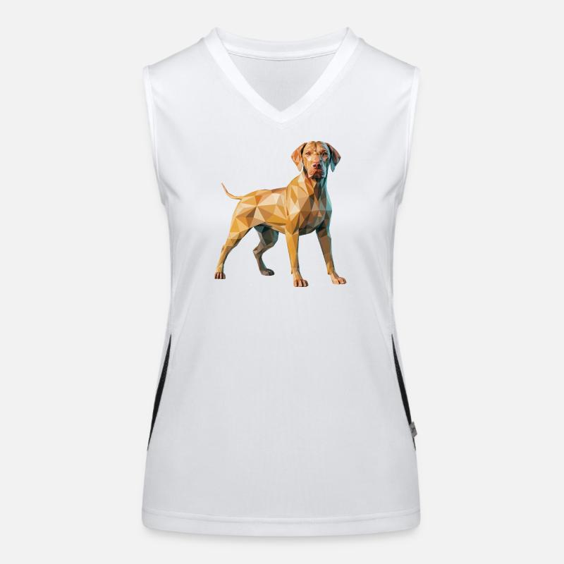 Brauner Hund - Cooles Low-Poly-Logo Funktionelles Kontrast-Tank Top für Frauen