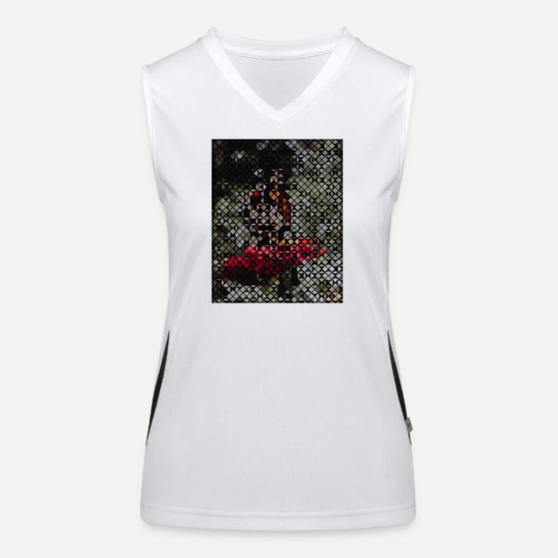Monarch butterfly on flower in mosaic pattern Women's Functional Contrast Tank Top