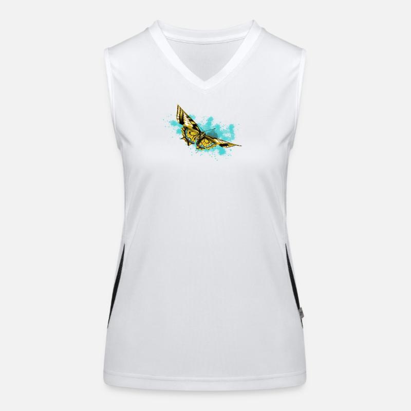 Éclaboussure de papillon jaune Débardeur respirant contrasté Femme