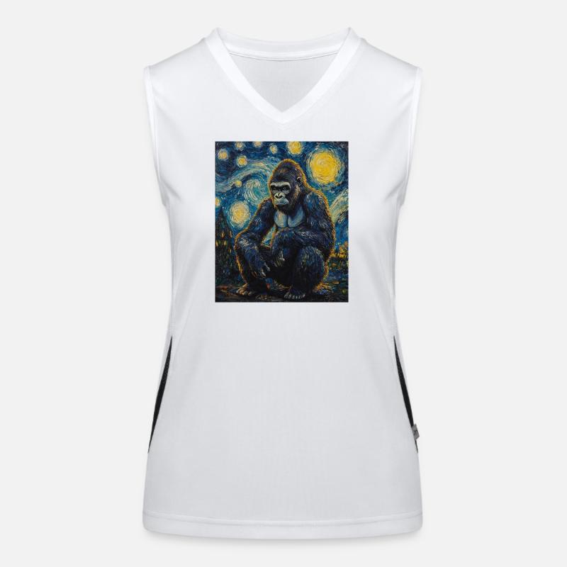 Gorilla Gorillas Monkey Van Gogh Style Starry Night Women's Functional Contrast Tank Top