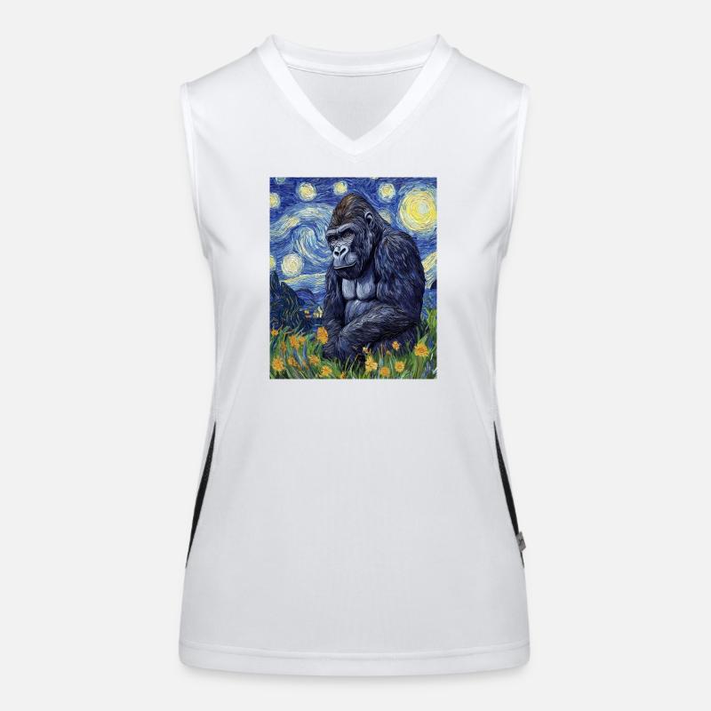 Gorilla Gorillas Monkey Van Gogh Style Starry Night Women's Functional Contrast Tank Top