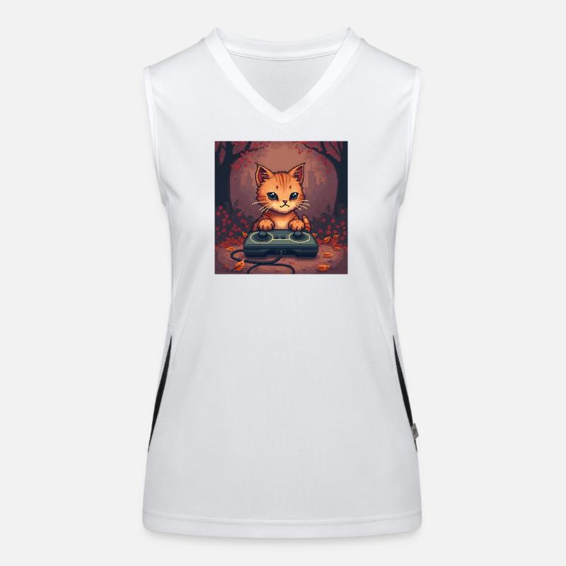 Cozy Pixel Cat Controller Women's Functional Contrast Tank Top