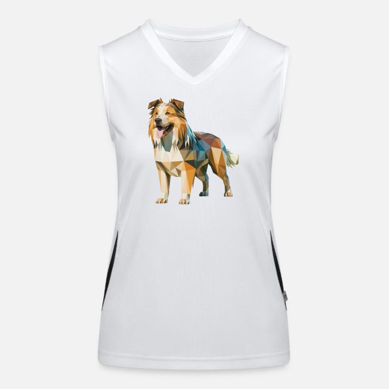 Australian Shepherd - Cooles Low Poly Logo Funktionelles Kontrast-Tank Top für Frauen