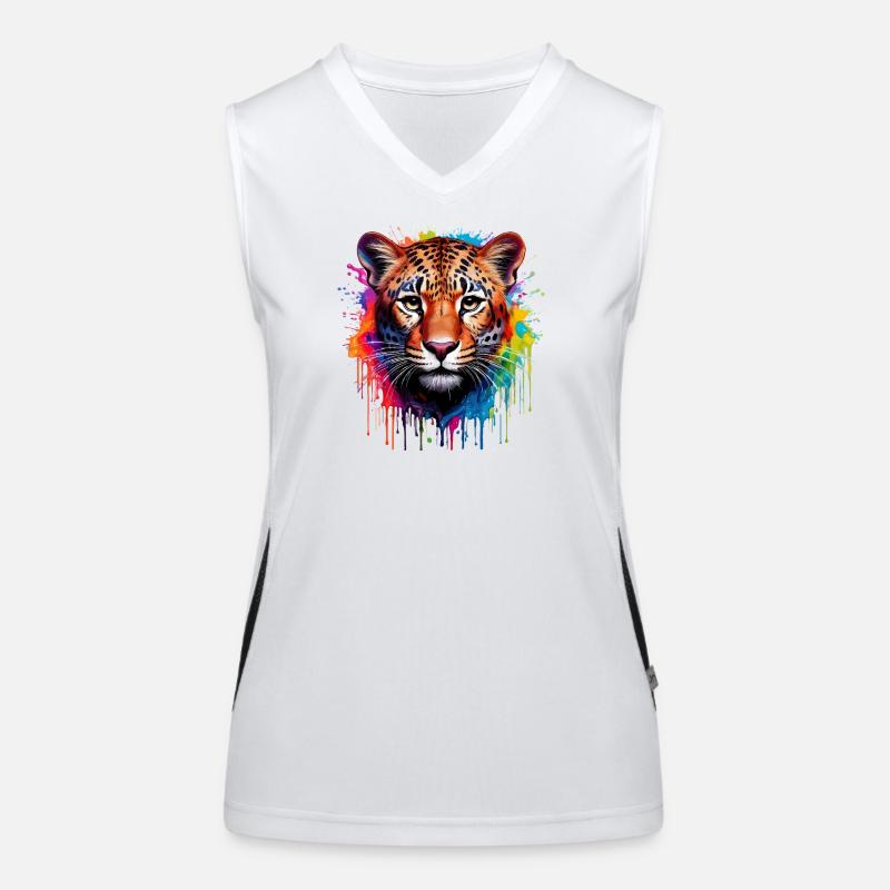 Leopard Farbexplosion Aquarell Funktionelles Kontrast-Tank Top für Frauen