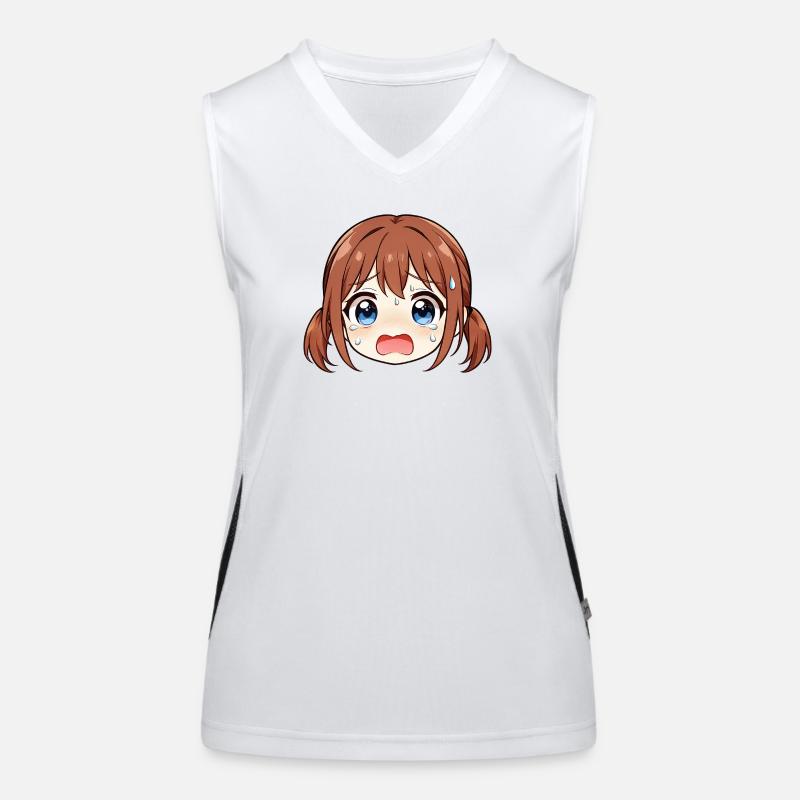Weeping Manga Face Women's Functional Contrast Tank Top