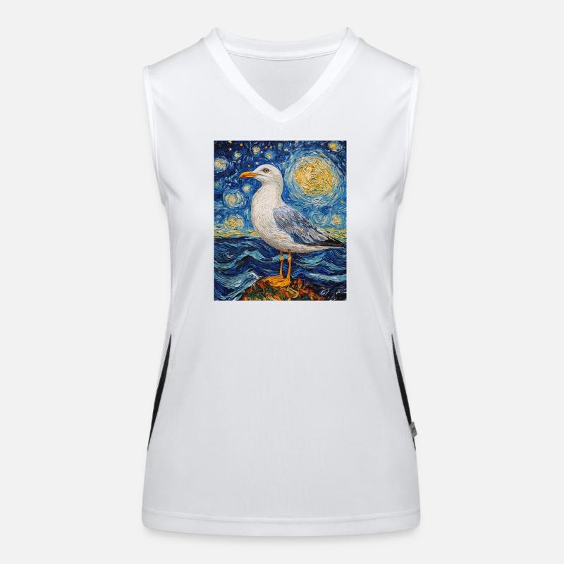 Möwe Vogel Van Gogh Style Starry Night Funktionelles Kontrast-Tank Top für Frauen