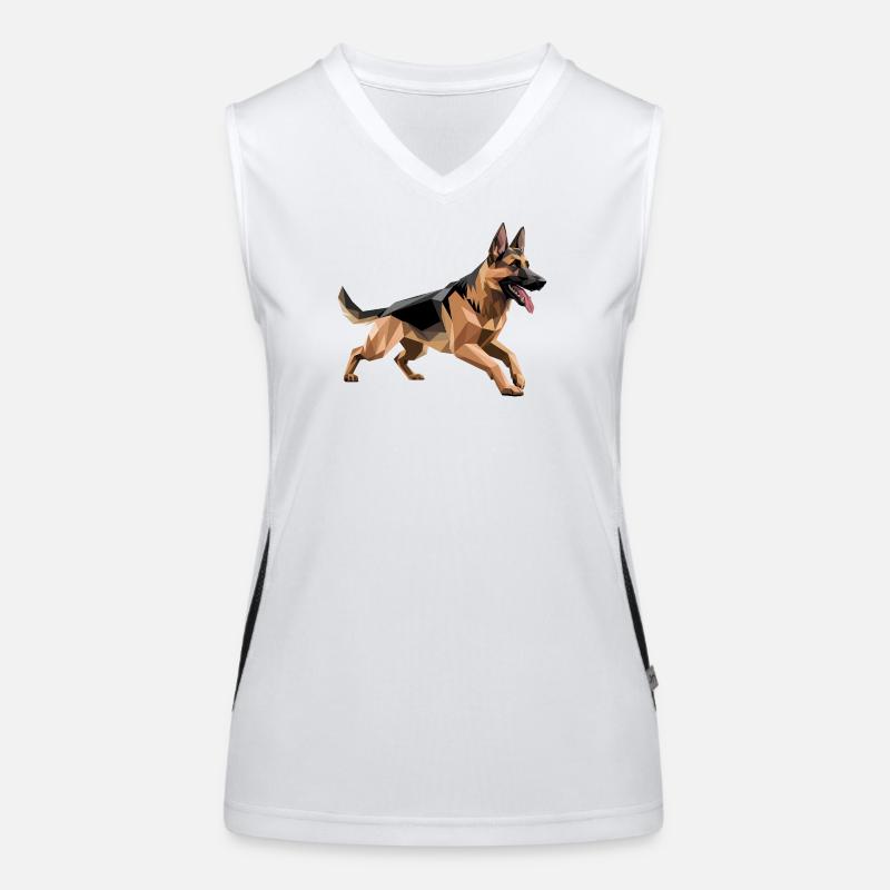 German Shepherd - Cool Low Poly Logo Women's Functional Contrast Tank Top