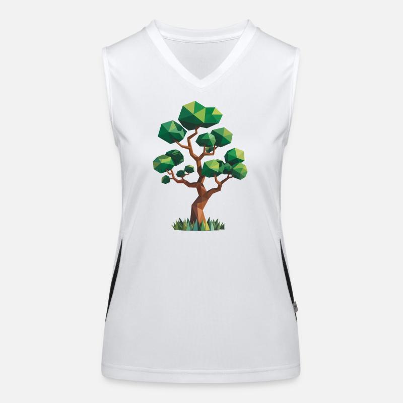 Baum - Cooles Low Poly Logo Funktionelles Kontrast-Tank Top für Frauen