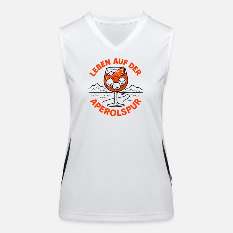 Leben auf der Aperolspur Spritz Humor Geschenkidee Funktionelles Kontrast-Tank Top für Frauen