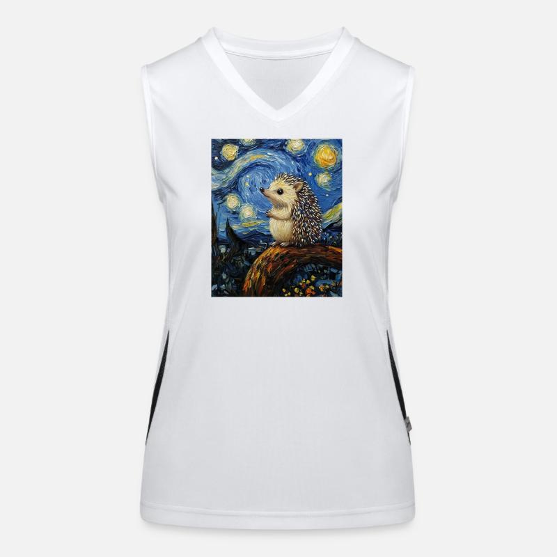 Hedgehog Van Gogh Style Starry Night Women's Functional Contrast Tank Top