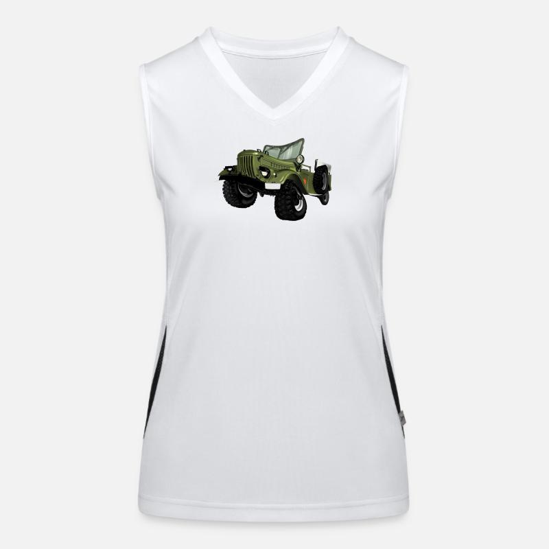 Impression de voiture tout-terrain vert olive Débardeur respirant contrasté Femme