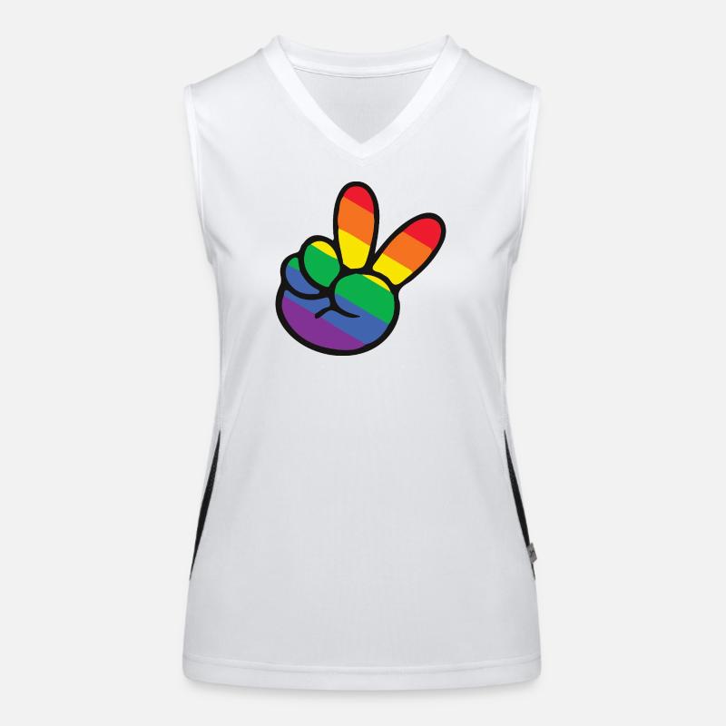 Regenbogen Peace Zeichen Hand Funktionelles Kontrast-Tank Top für Frauen