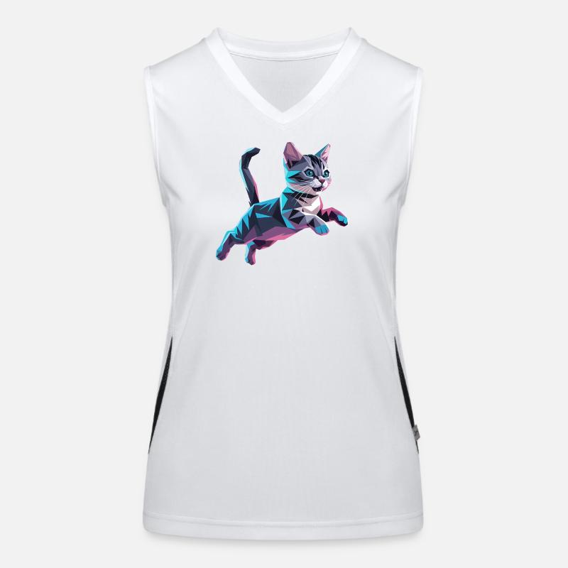Kätzchen - Cooles Low-Poly-Logo Funktionelles Kontrast-Tank Top für Frauen