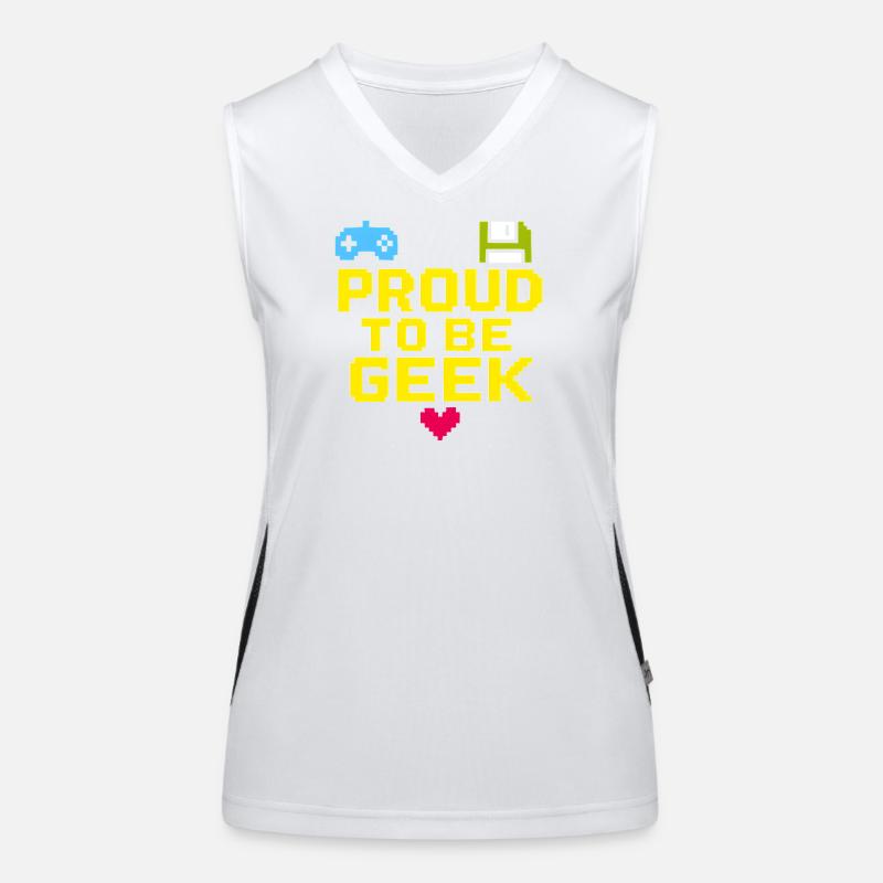 Stolzer Retro-Pixel-Geek Funktionelles Kontrast-Tank Top für Frauen