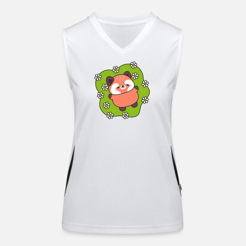 Glücklicher Panda auf Daisy Meadow Funktionelles Kontrast-Tank Top für Frauen