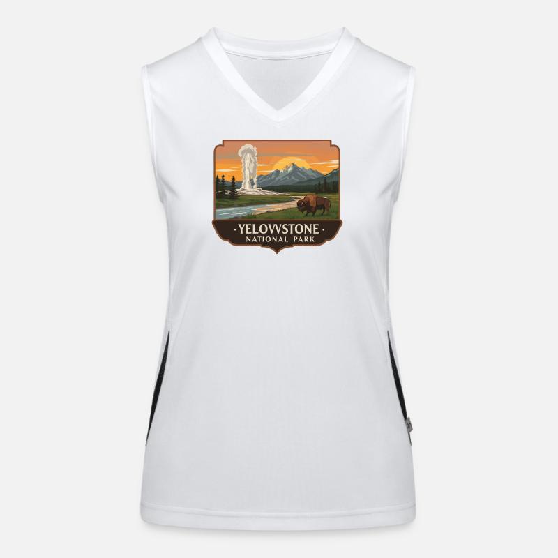 Yellowstone Geyser Bison Patch Women's Functional Contrast Tank Top