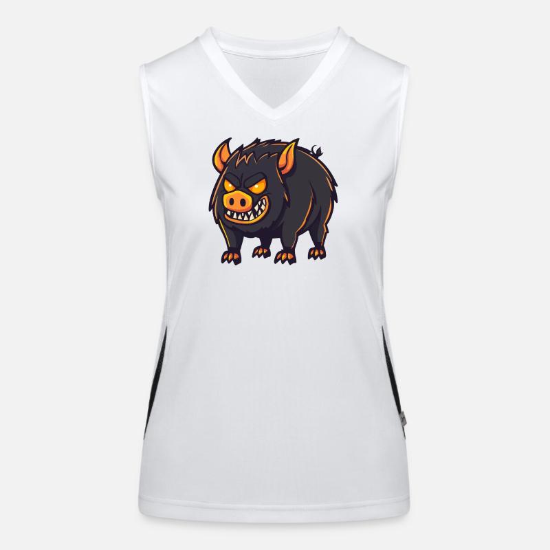 Wild Boar Pig Halloween Funny Women's Functional Contrast Tank Top