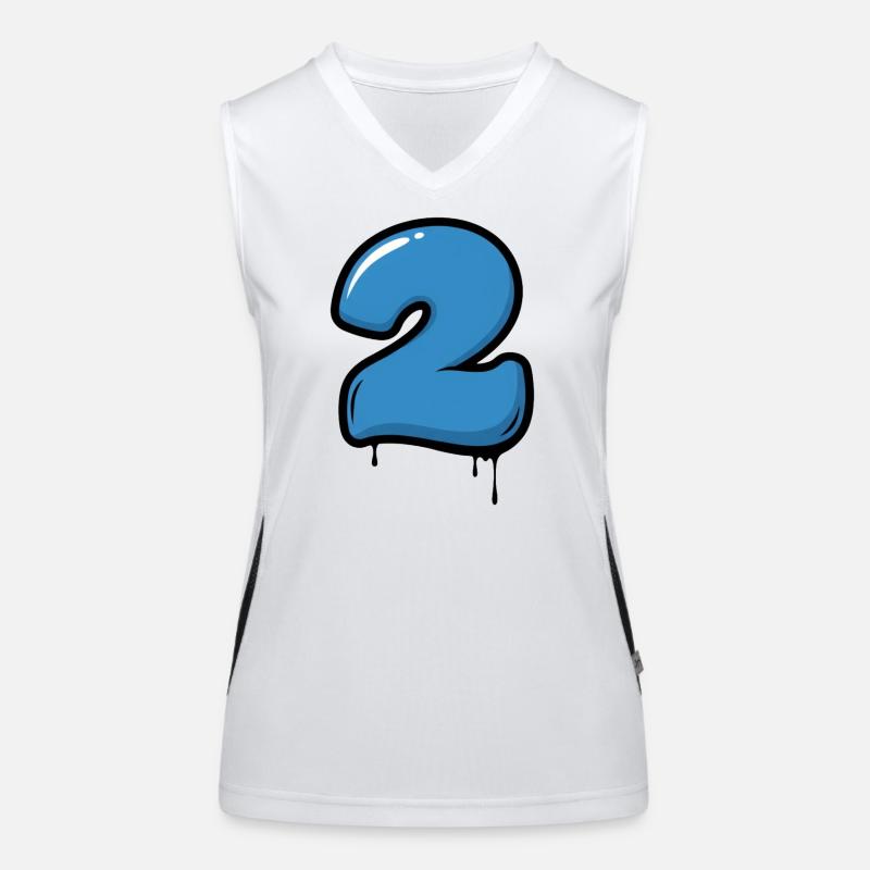 Graffiti Blue Number 2 Drops - Women's Functional Contrast Tank Top - white/black