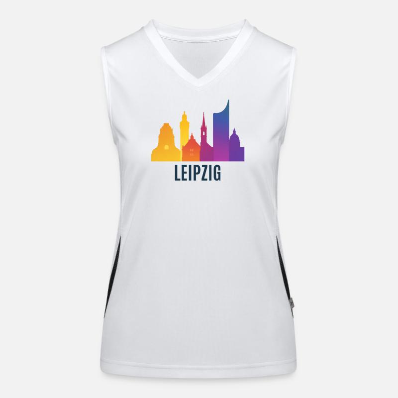 Leipzig Skyline Farbverlauf Funktionelles Kontrast-Tank Top für Frauen