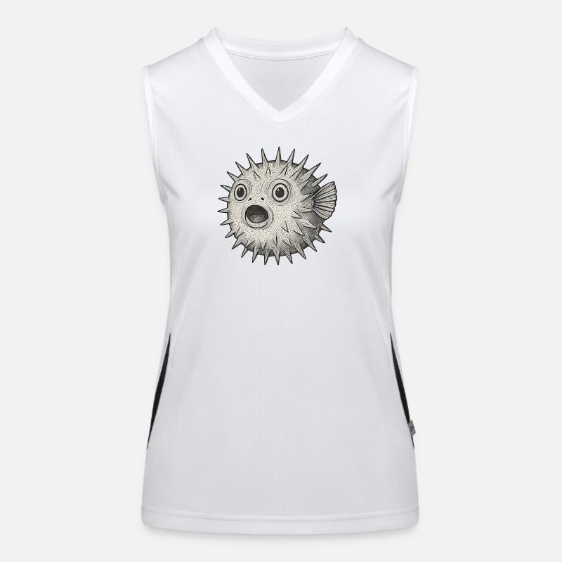 Spiny Fish Surprise Puffer Fish Women's Functional Contrast Tank Top