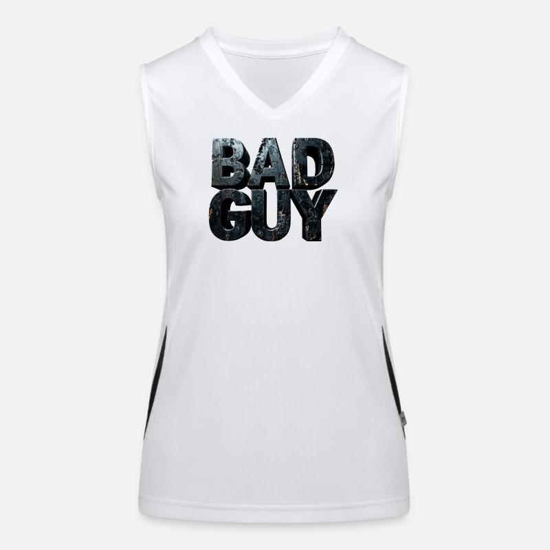 Bad Guy – Dark Monumental Letters Sculpture Women's Functional Contrast Tank Top