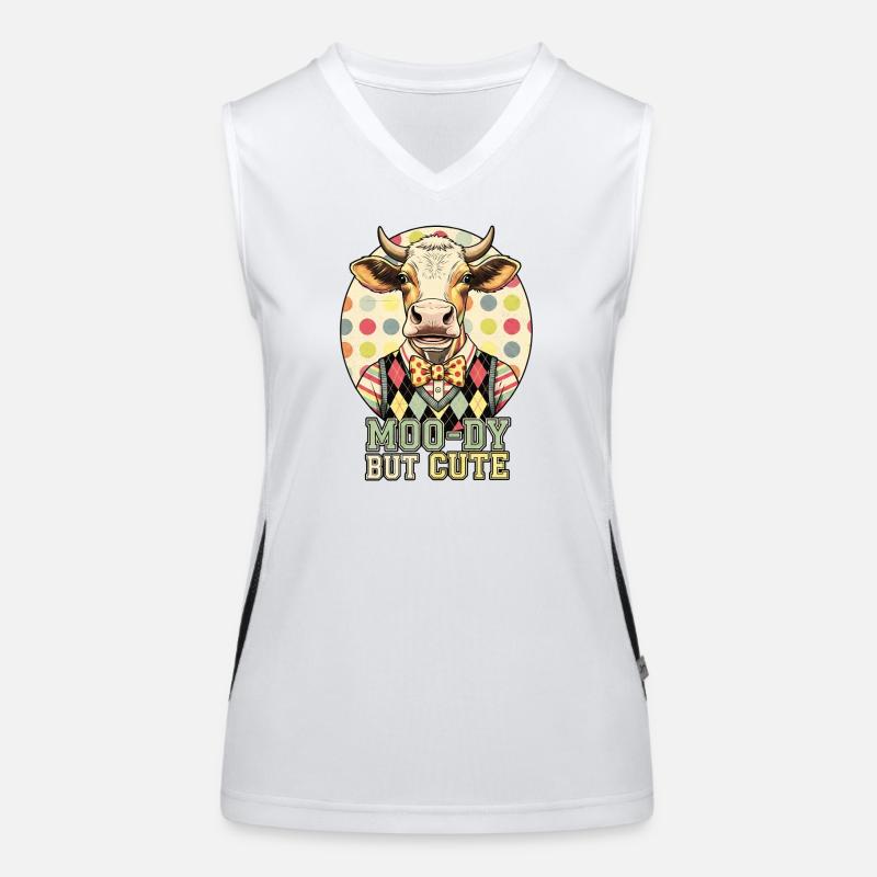 Moo-Dy But Cute Cow Women's Functional Contrast Tank Top