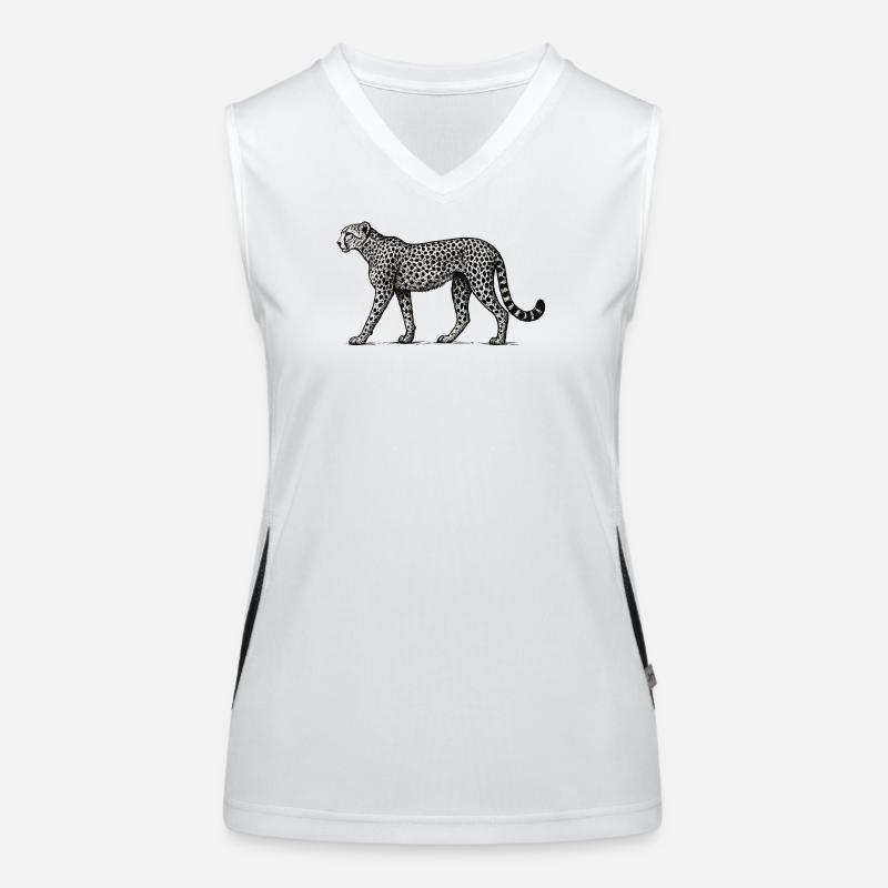 Black and White Leopard Pattern Women's Functional Contrast Tank Top